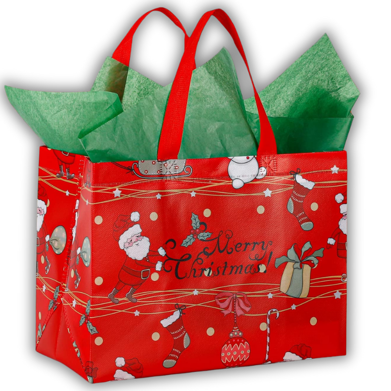 10Pack Christmas Themed Woven Bags