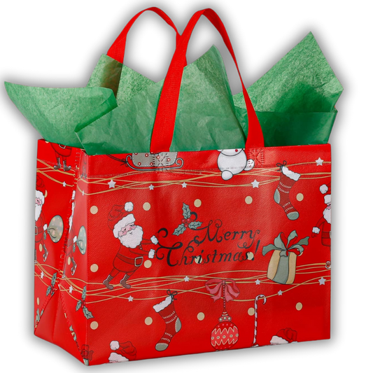 10Pack Christmas Themed Woven Bags